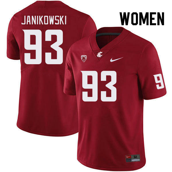 Women #93 Jack Janikowski Washington State Cougars College Football Jerseys Stitched Sale-Crimson